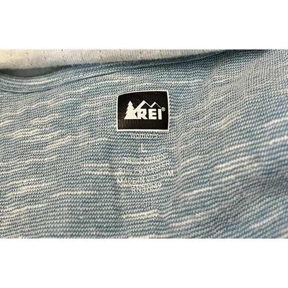 REI Jacket Womens Large Blue Space Dye Full Zip Pockets Sweatshirt Funnel Neck - Picture 3 of 4